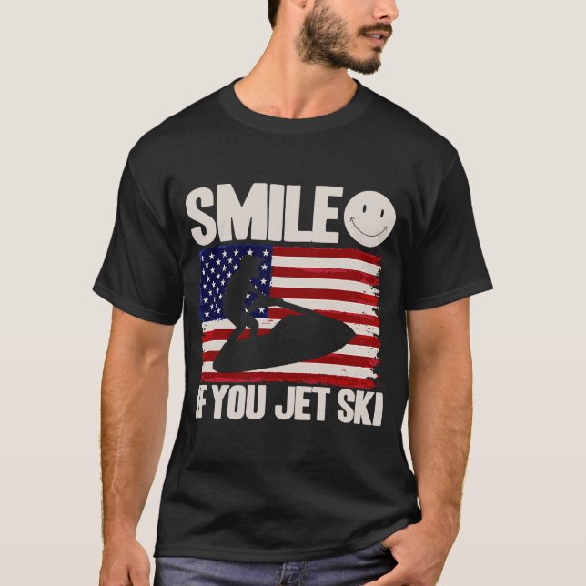 Jet Ski Smile Wenn Sie jet Ski American Flag T-Shirt (Vorderseite)
