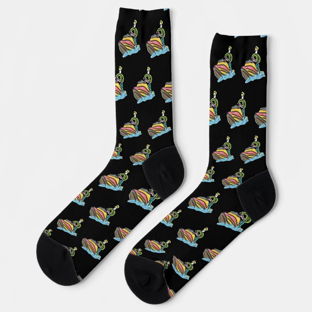 Jet Ski Stickman Socken (Linkes Detail)