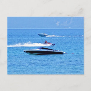Jet Ski und Boote im Meer Postkarte