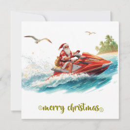 Jet Ski Weihnachtsurlaub mit dem Weihnachtsmann Feiertagskarte