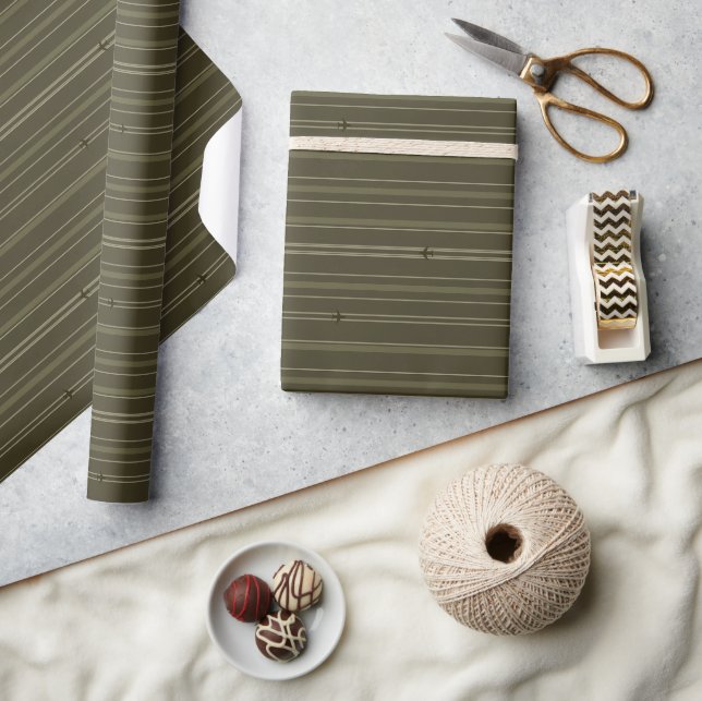 Jet Stream Streifen Olivgrün Geschenkpapier (Kunsthandwerk)