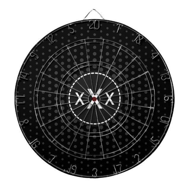 Jet Techno Dots Modern Monogram Dartscheibe (vorne)