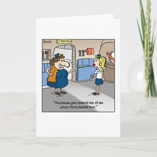 Jetlag-Comic-Karte - Flugbegleiter sehen ähnlich a Karte (Vorderseite)