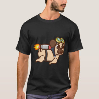 Jetpack-Abenteuer-Mops' T-Shirt