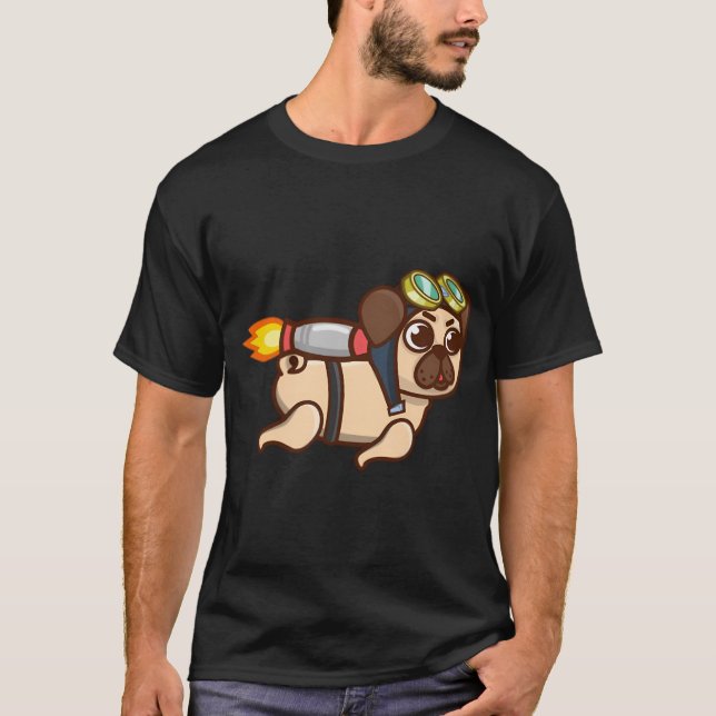 Jetpack-Abenteuer-Mops' T-Shirt (Vorderseite)