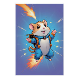 Jetpack-Hamster-Plakat | Lustige Cartoon-Wandkunst Poster
