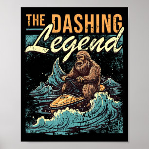 Jetski fahren Bigfoot Wasserfahrzeug Fahrer Sasqua Poster