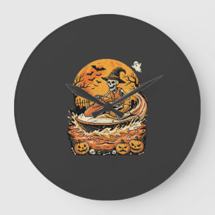 Jetski Halloween Skelett Hexe Kürbis Design_1 Große Wanduhr