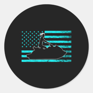 Jetski Jet Ski Watercraft Jet Ski American USA Runder Aufkleber