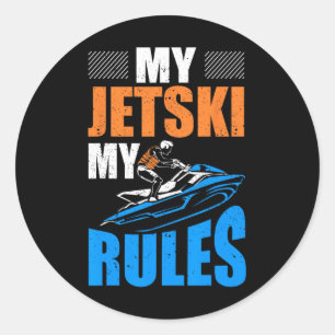Jetski Outfit Jet Skier Jetski Fishing Jet Ski Rac Runder Aufkleber