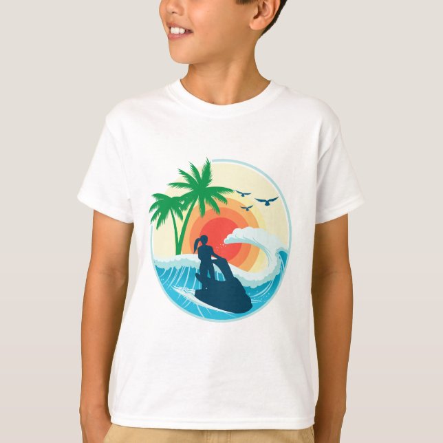 Jetski und Wellen T-Shirt (Vorderseite)