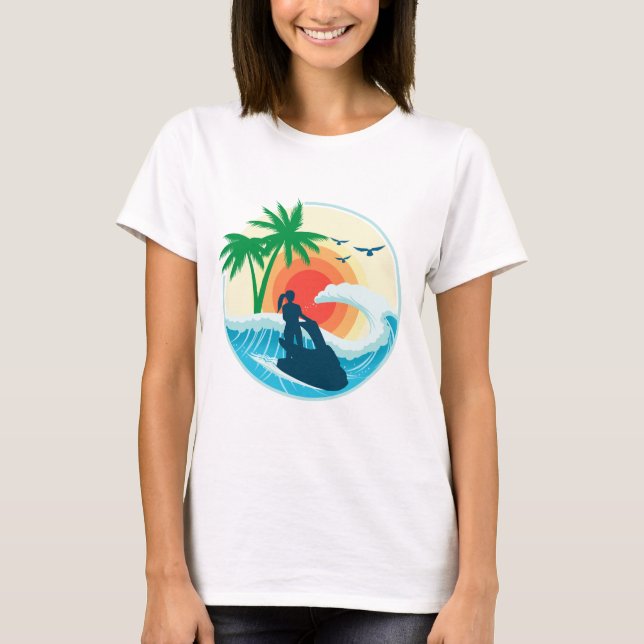 Jetski und Wellen T-Shirt (Vorderseite)