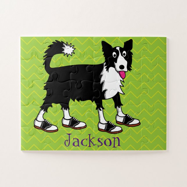 Jett the Border Collie Kids Personalisiert Puzzle (Horizontal)