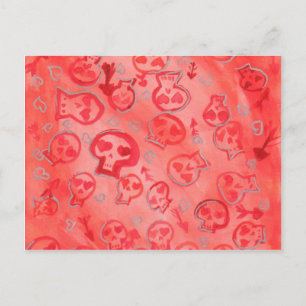 Jette Rockit! - Silver Hearts & Pink SugarSkulls Postkarte