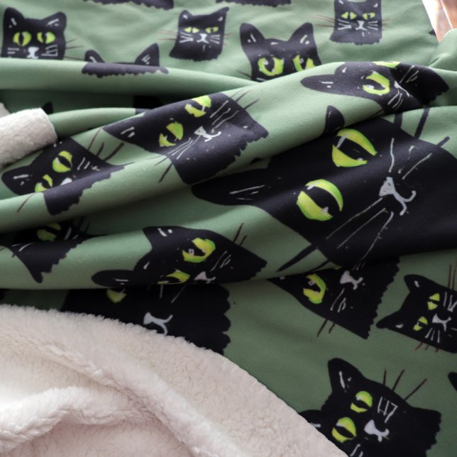 Jetterson Black Cat Eyes Halloween Fall Sherpadecke (Von Creator hochgeladen)