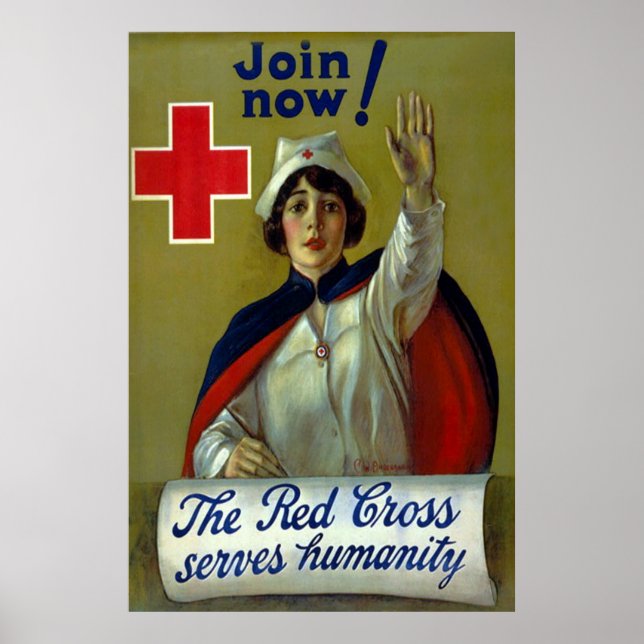 Jetzt anmelden! ~ Vintages WW1-Krankenpflegesposte Poster (Vorne)