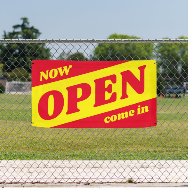 Jetzt auch im Freien für Business Banner geöffnet (Insitu)