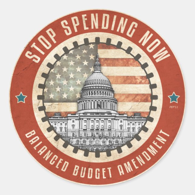 Jetzt Ausgaben stoppen Runder Aufkleber (Vorderseite)