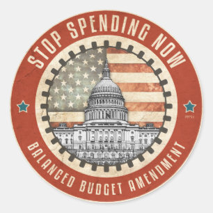 Jetzt Ausgaben stoppen Runder Aufkleber