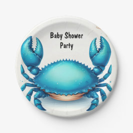 Jetzt Beach Ocean Catch Navy Blue Crab Baby Dusche Pappteller