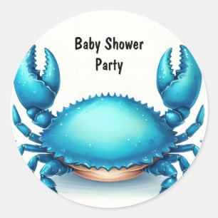Jetzt Beach Ocean Catch Navy Blue Crab Baby Dusche Runder Aufkleber