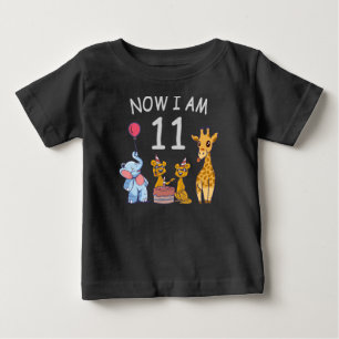 Jetzt bin ich 11 Jahre alt 11. Geburtstag im Zoo Baby T-shirt