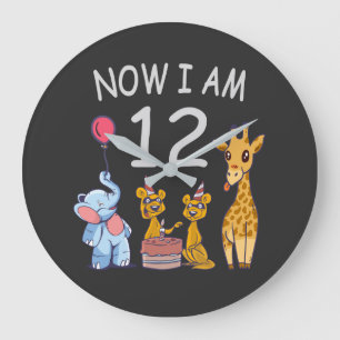 Jetzt bin ich 12 Jahre alt 12. Geburtstag im Zoo Große Wanduhr