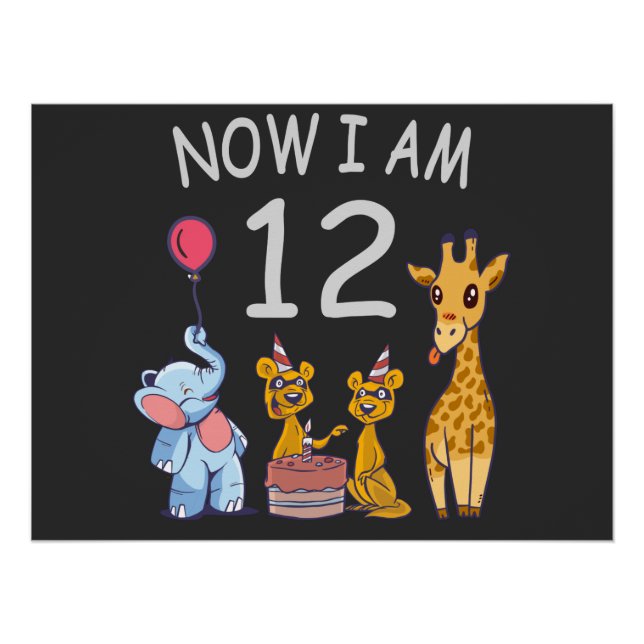 Jetzt bin ich 12 Jahre alt 12. Geburtstag im Zoo Poster (Vorderseite)