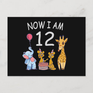 Jetzt bin ich 12 Jahre alt 12. Geburtstag im Zoo Postkarte