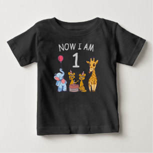 Jetzt bin ich 1 Jahr alt 1. Geburtstag im Zoo Baby T-shirt