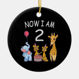Jetzt bin ich 2 Jahre alt 2. Geburtstag im Zoo Keramik Ornament