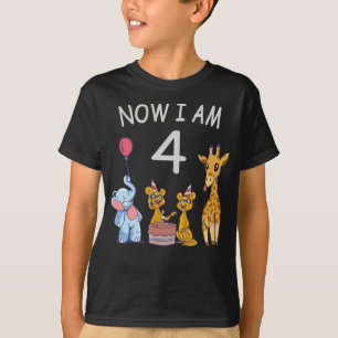 Jetzt bin ich 4 Jahre alt 4. Geburtstag im Zoo T-Shirt