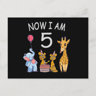 Jetzt bin ich 5 Jahre alt 5. Geburtstag im Zoo Postkarte