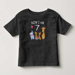 Jetzt bin ich 7 Jahre alt 7. Geburtstag im Zoo Kleinkind T-shirt
