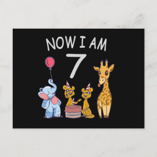 Jetzt bin ich 7 Jahre alt 7. Geburtstag im Zoo Postkarte