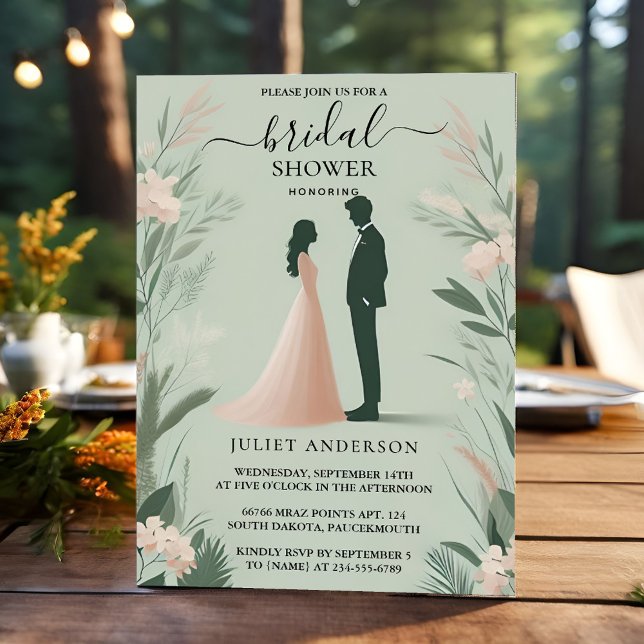 Jetzt blush Peach Minze Moss Sage Green Brautparty Einladung (Von Creator hochgeladen)