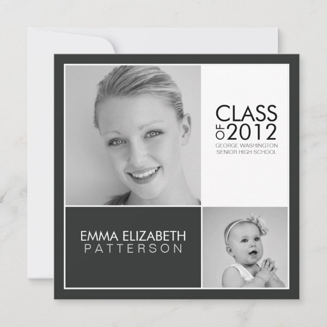 Jetzt Einladung zur Black & White Graduation Party (Vorderseite)