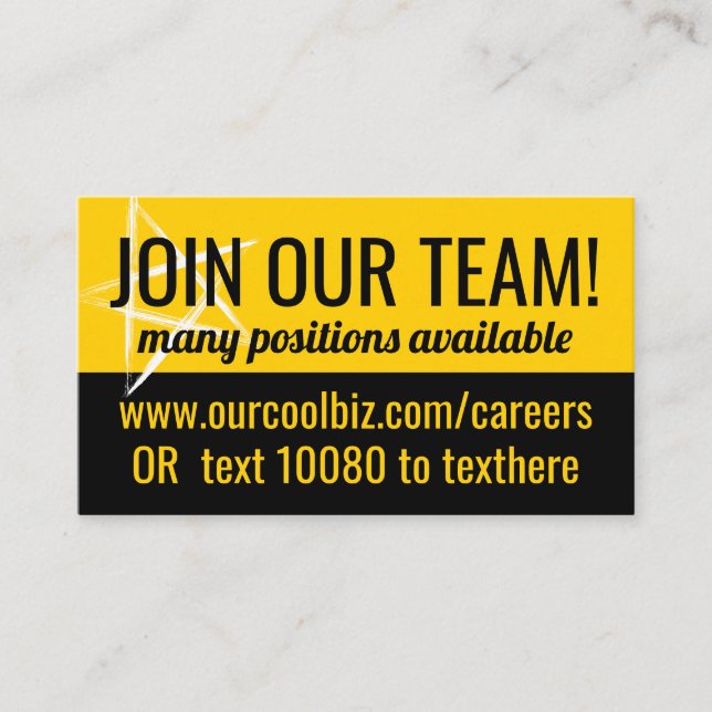 Jetzt Einstellung von Hilfe gewollt Anstellung Job Visitenkarte (Vorderseite)