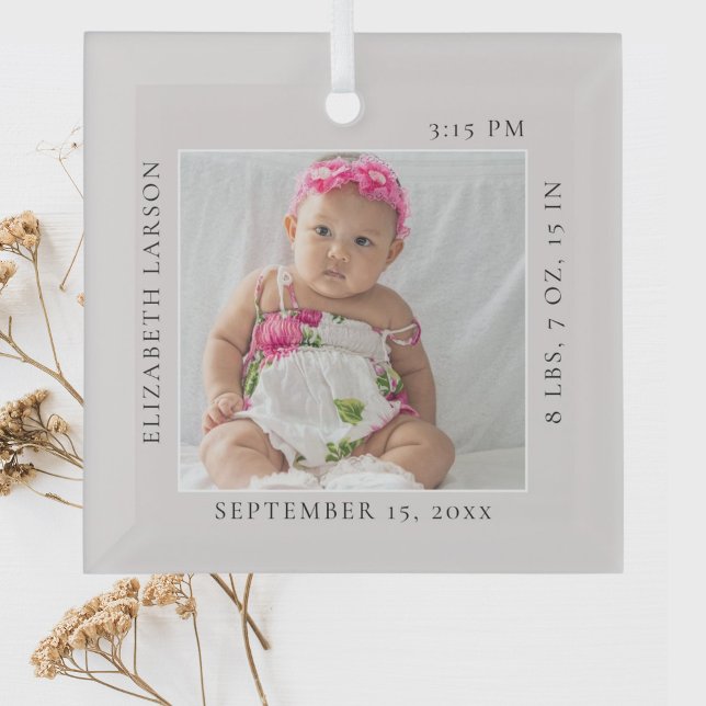 Jetzt Geborenes Baby's Birth Stats Individuelle Na Ornament Aus Glas (Von Creator hochgeladen)