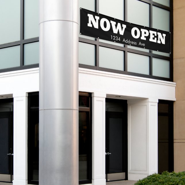 Jetzt geöffnet - Benutzerdefiniertes wettersichere Banner (Äußeres Gebäude)