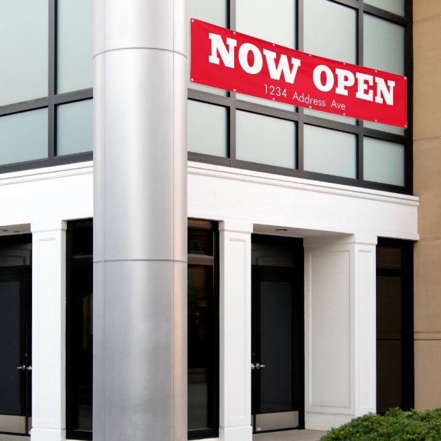 Jetzt geöffnet - Benutzerdefiniertes wettersichere Banner (Äußeres Gebäude)