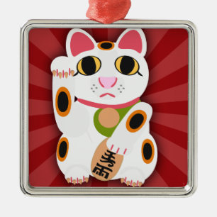 Jetzt glückliche Katze Silbernes Ornament
