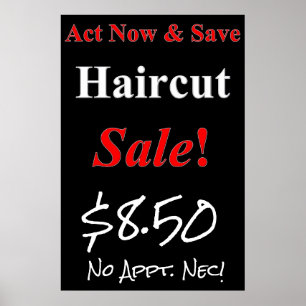 Jetzt handeln & Gerettet Haircut Sale Beauty Salon Poster
