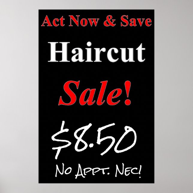 Jetzt handeln & Gerettet Haircut Sale Beauty Salon Poster (Vorne)