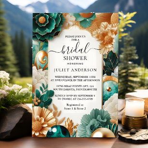 Jetzt Monstera Emerald Green und Gold Brautparty Einladung