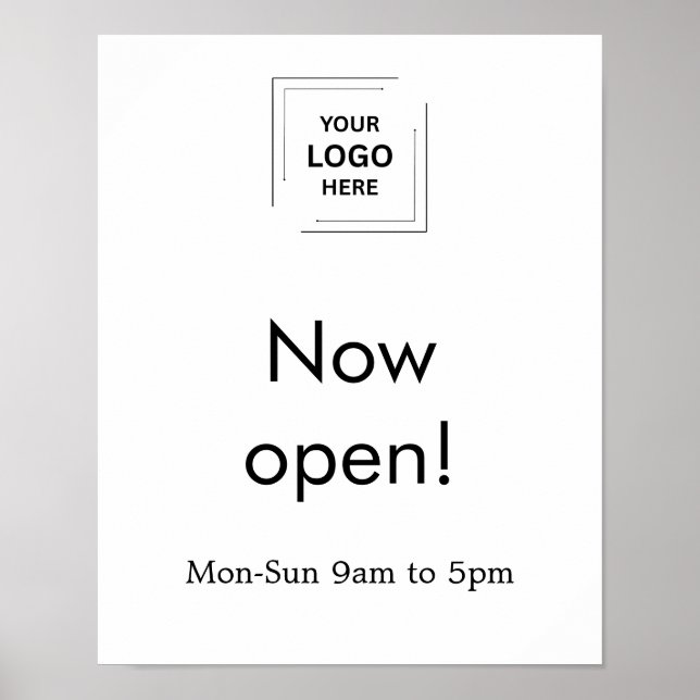 Jetzt öffnen | White-Logos für Geschäftsöffnungsze Poster (Vorne)
