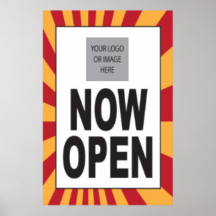 Jetzt Open Sign Poster mit Logo