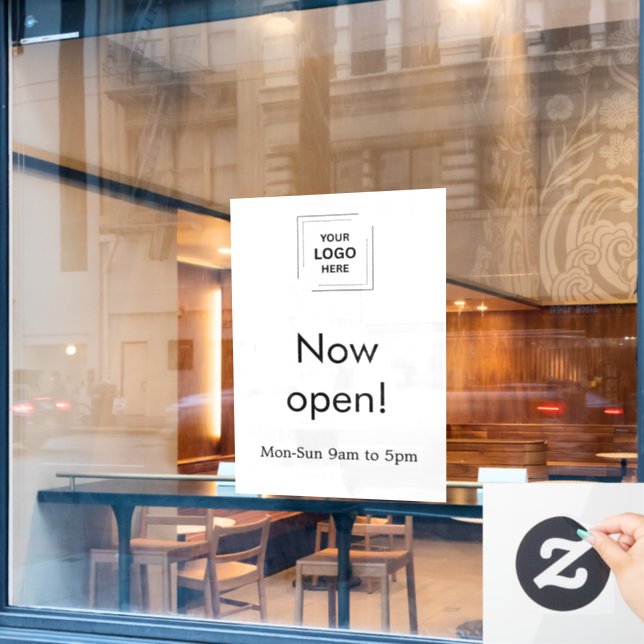 Jetzt Open Sign | White Window Fensteraufkleber (Café-Fenster)