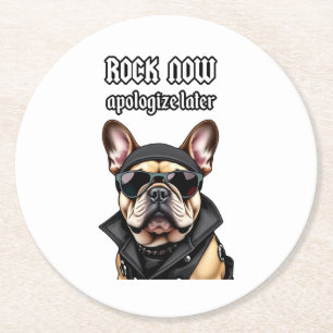 Jetzt Rock, entschuldigen Sie sich später Runder Pappuntersetzer