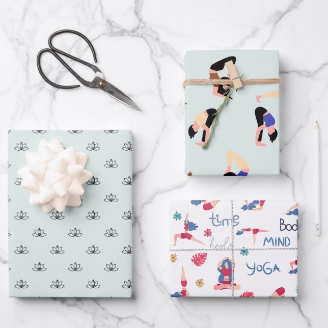 Jetzt Ruhe - Yoga Themed Geschenkpapier Set (Vorderseite)